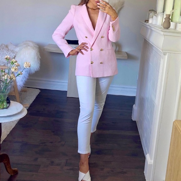 ✨BLOG FAV✨ NWT Zara Buttoned Textured Weave Blazer - Picture 9 of 13